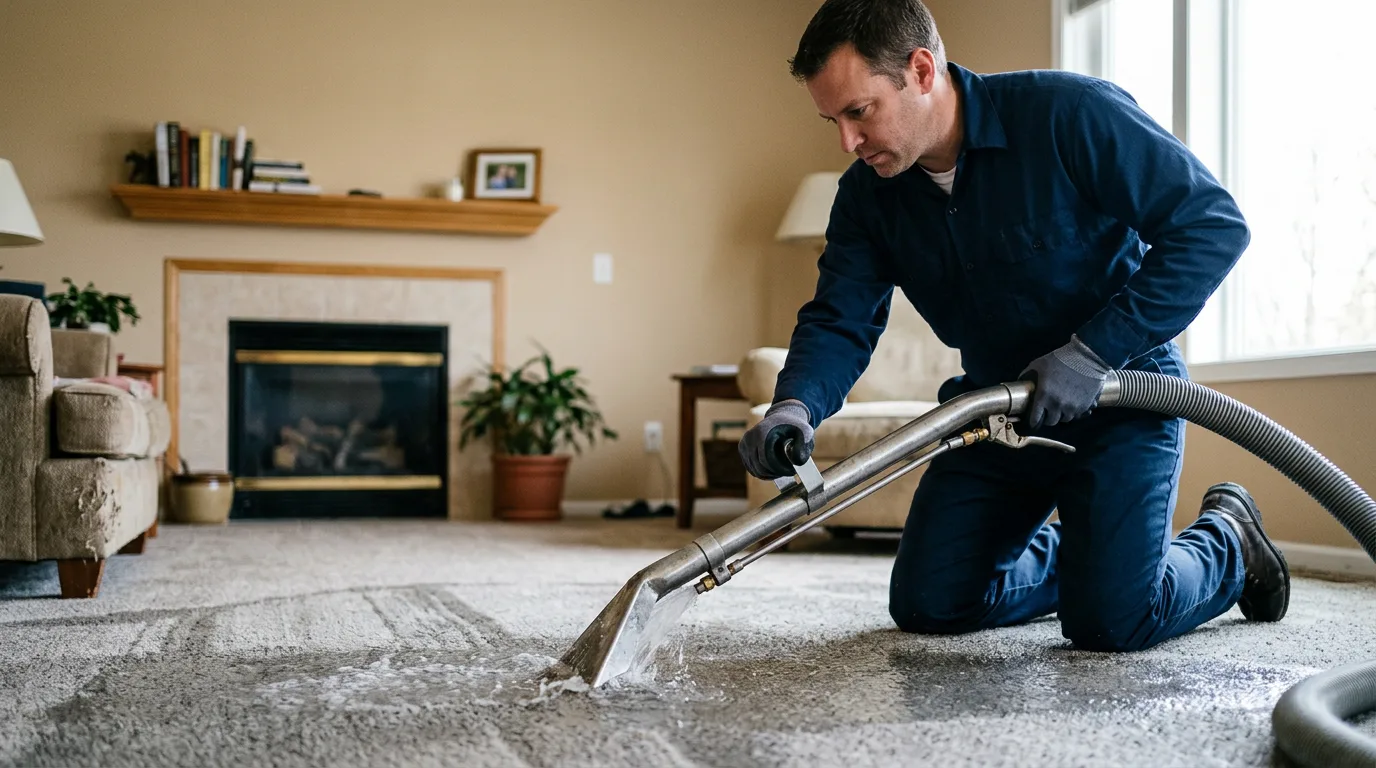 Water damage restoration technician working near Raymond, WA